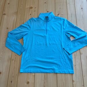 Dunning Golf Mens Quarter Zip Pullover Blue Heather Performance Shirt Size M